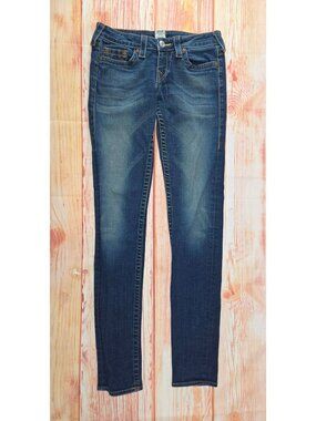 True Religion Womens Skinny Dark Wash Stretch Jeans Size 29 Made In USA